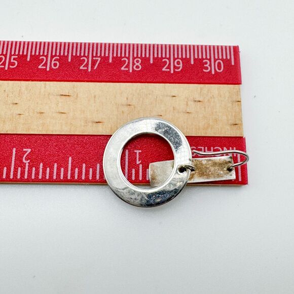 Vintage 925 Silver Modern Hoop Bar Drop Earrings Geometric Brushed Polished - Picture 6 of 6